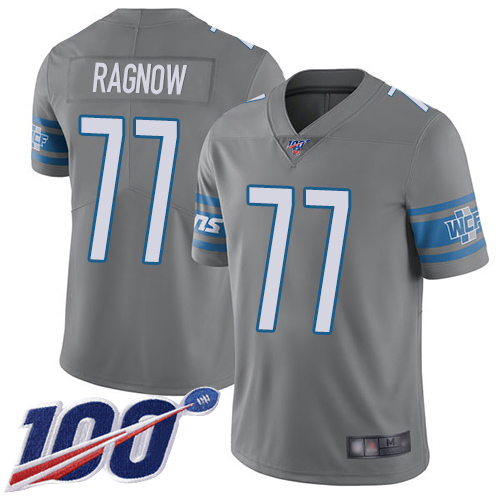 Detroit Lions Limited Steel Men Frank Ragnow Jersey NFL Football #77 100th Season Rush Vapor Untouchable->youth nfl jersey->Youth Jersey